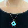 14K Yellow Gold Turquoise Clover Charm Pendant