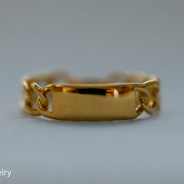 Curb Link Plate Ring 14K Yellow Gold