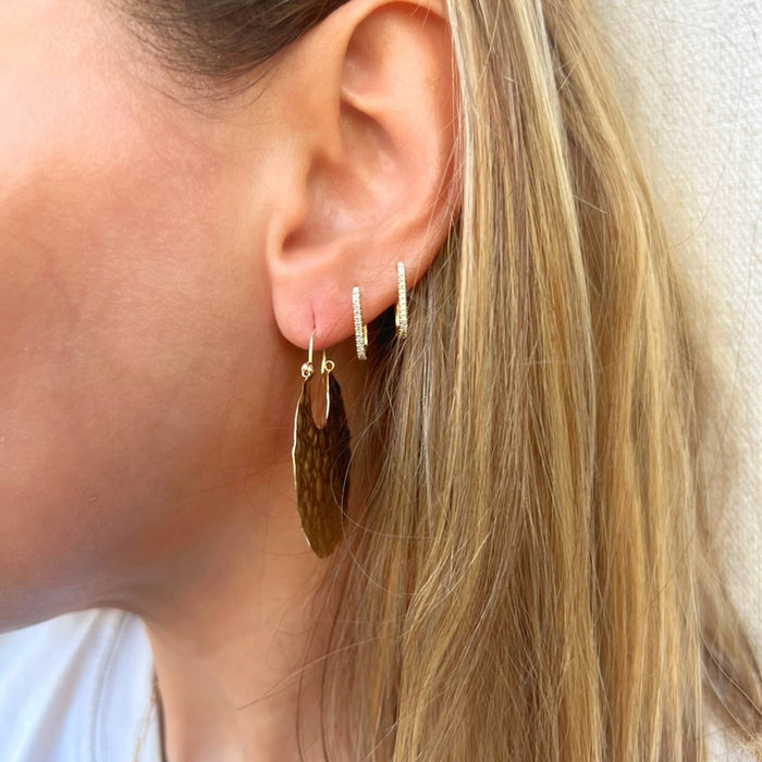 Vintage 14K Yellow Gold Hammered Gold Teardrop Earrings