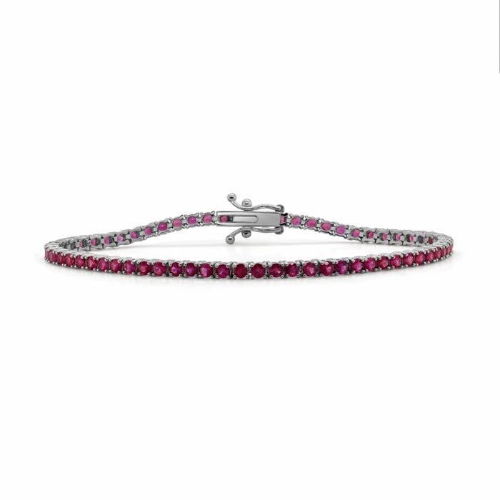 Ruby Tennis Bracelet 14K White Gold