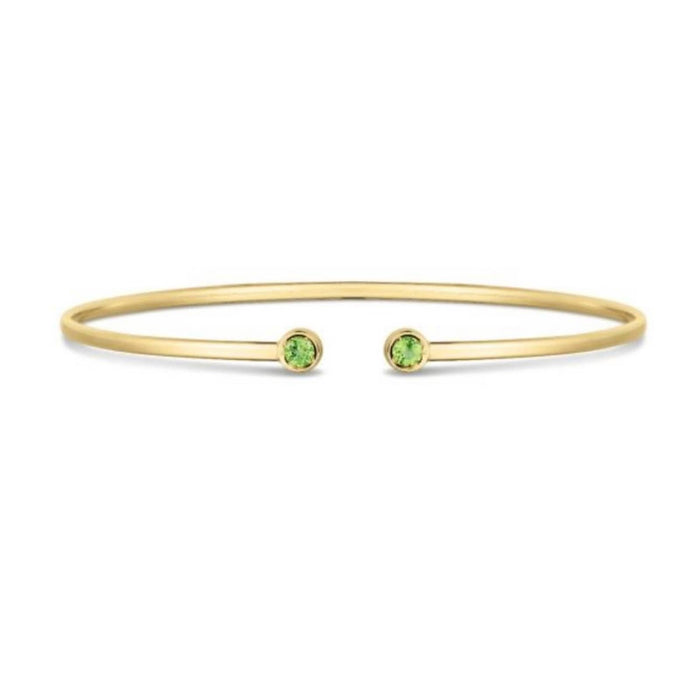 14K Yellow Gold Gemstone Open Cuff Bangle