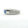 Emerald Cut Sapphire and Diamond Band Ring 14K White Gold