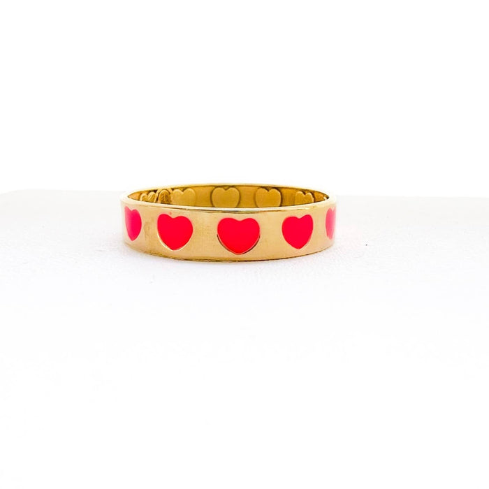 14K Yellow Gold Enamel Heart Ring