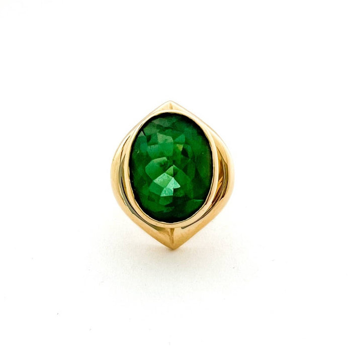 14K Yellow Gold Green Tourmaline Vintage Ring