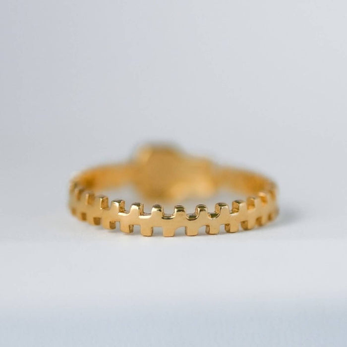 14k Yellow Gold Zipper Band Ring