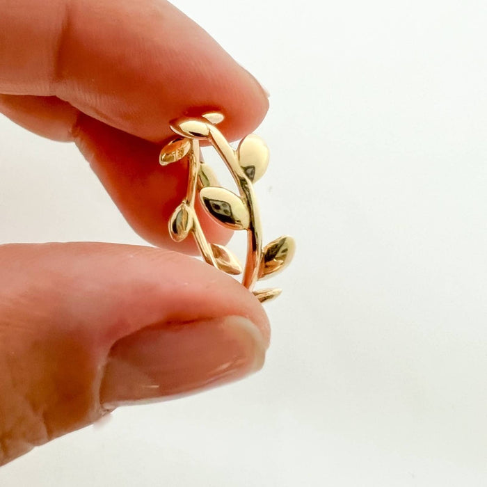 14K Yellow Gold Olive Leaf Band Ring