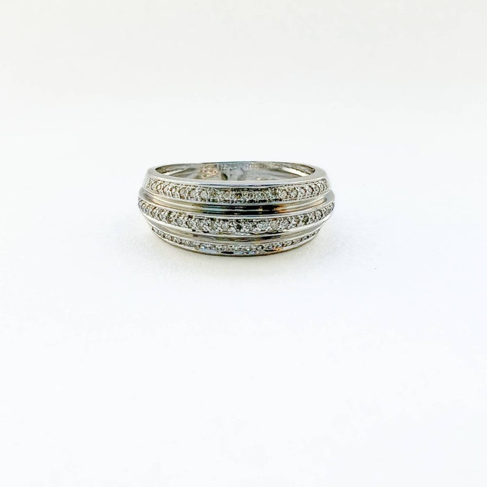 14K White Gold Diamond Dome Vintage Ring