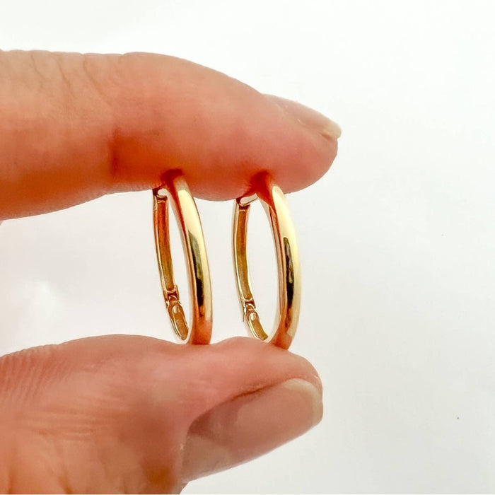 Solid Italian 14K Yellow Gold Hoops Earrings 18mm