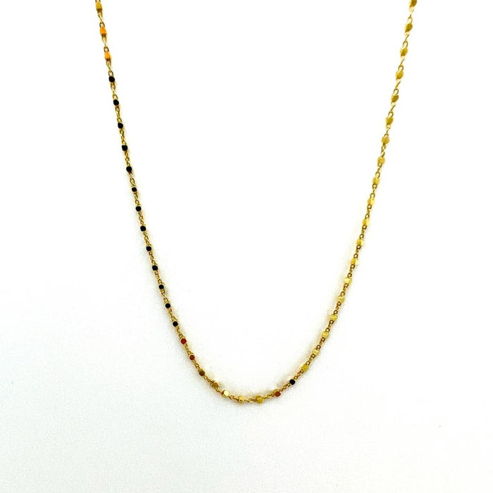 14k Yellow Gold Solid Square Bead Chain Necklace