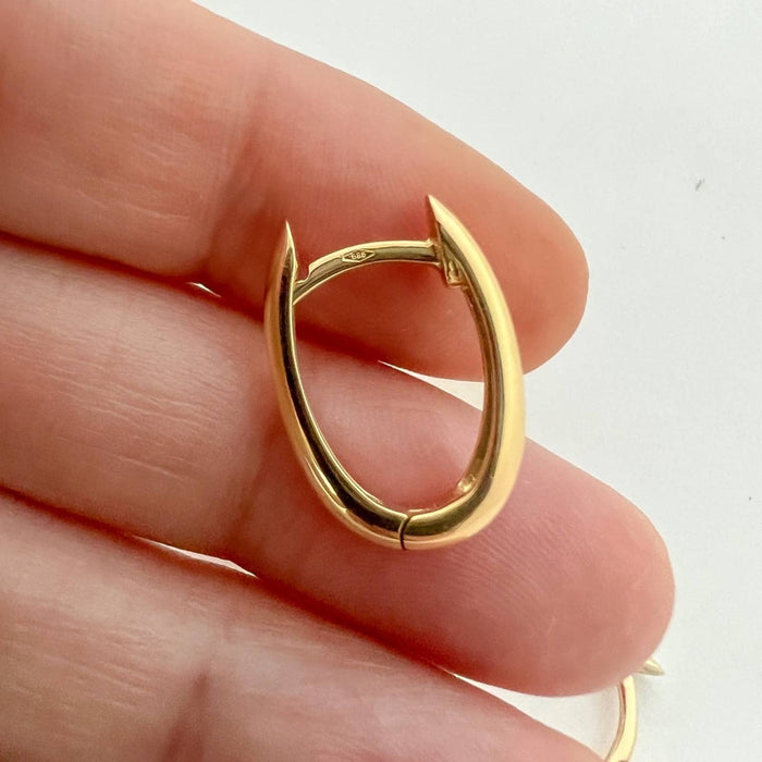 14K Yellow Gold U shaped Hinged Hoop Earrings