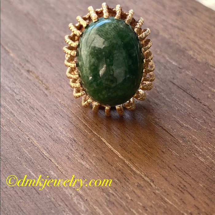 Amazonite  14K Yellow Gold cocktail Ring