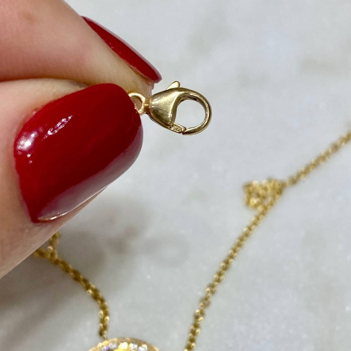 18K Gold Diamond And Citrine Halo Necklace