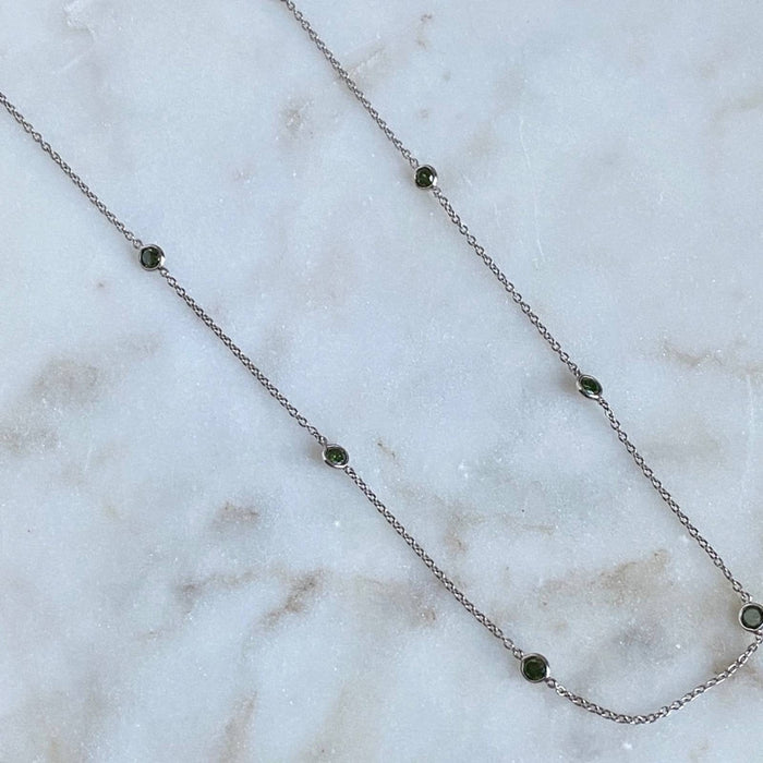 14K Yellow Gold Peridot Station Necklace