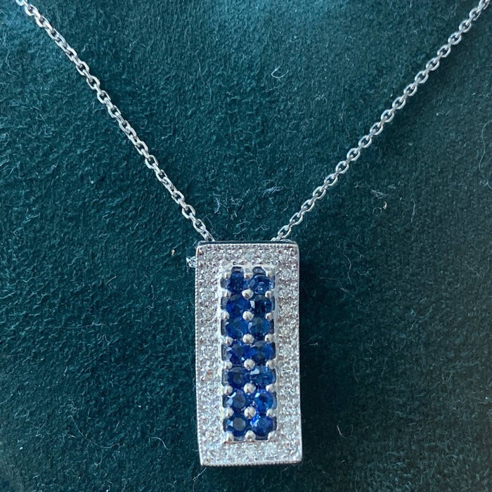 14k White Gold Sapphire And Diamond Necklace