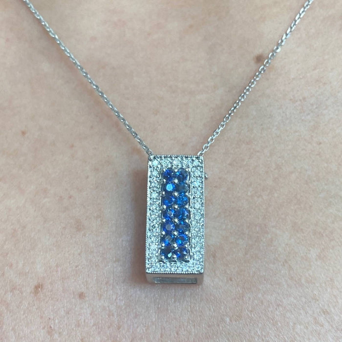 14k White Gold Sapphire And Diamond Necklace