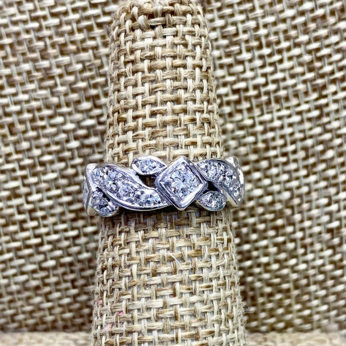 Platinum Openwork Diamond Band Ring