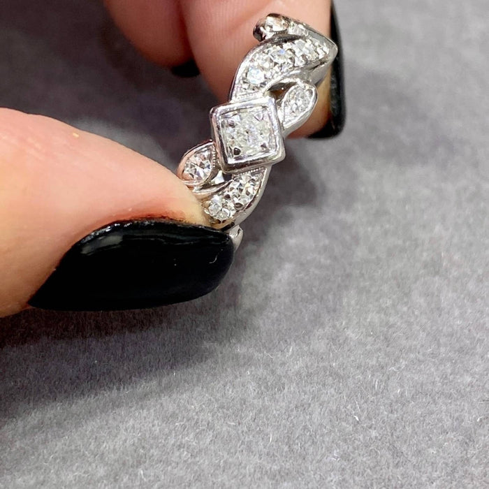 Platinum Openwork Diamond Band Ring