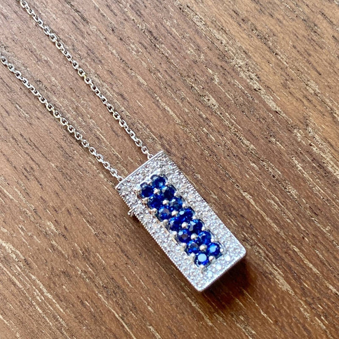 14k White Gold Sapphire And Diamond Necklace