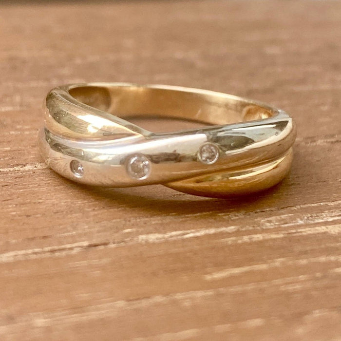 Infinity Diamond Ring 14K Two Tone Gold