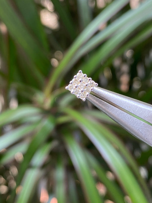 14k Yellow Gold Square Diamond Cluster Earrings