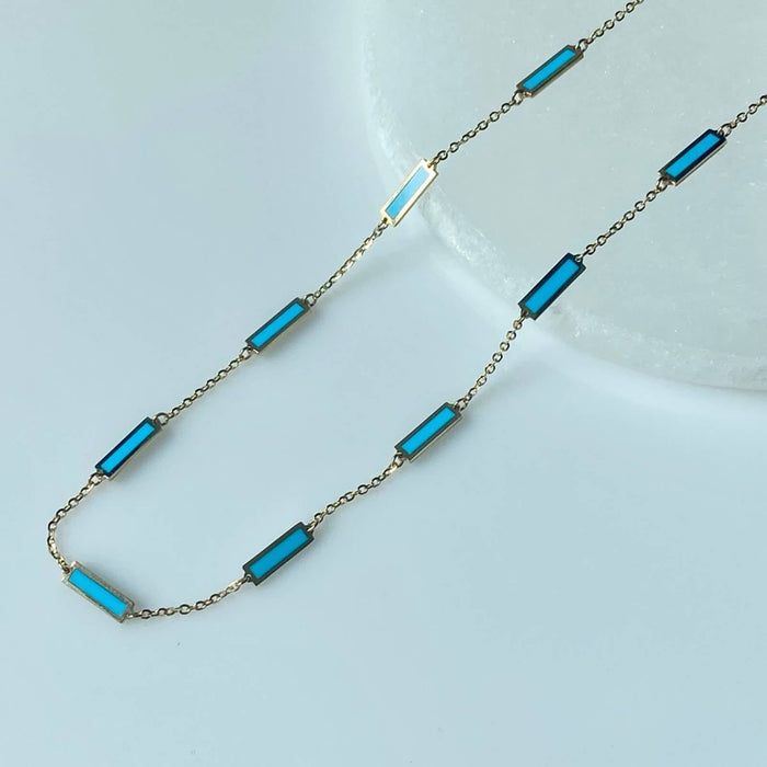 turquoise bar necklace 14K Gold 