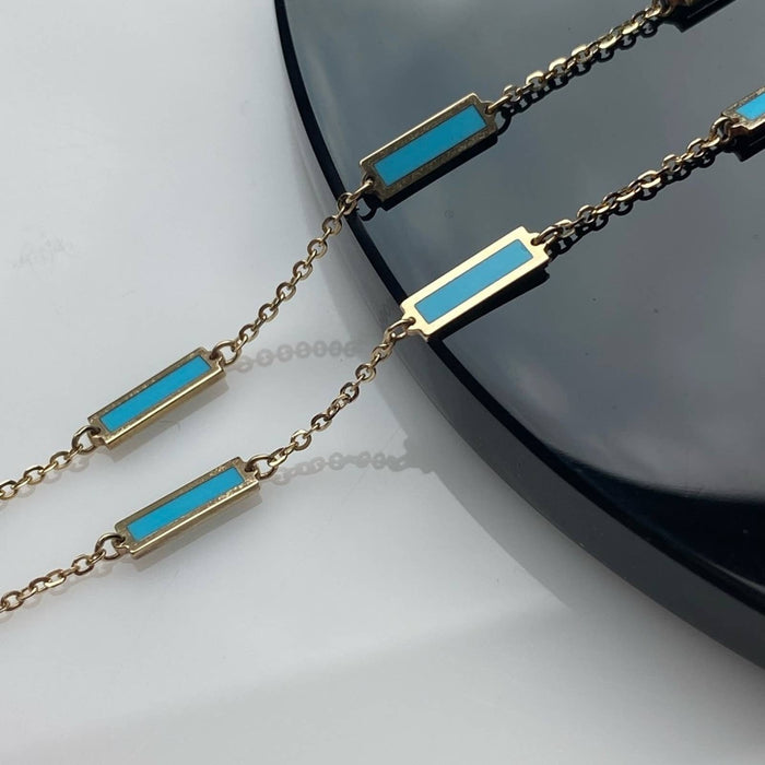 inlay turquoise bar necklace 