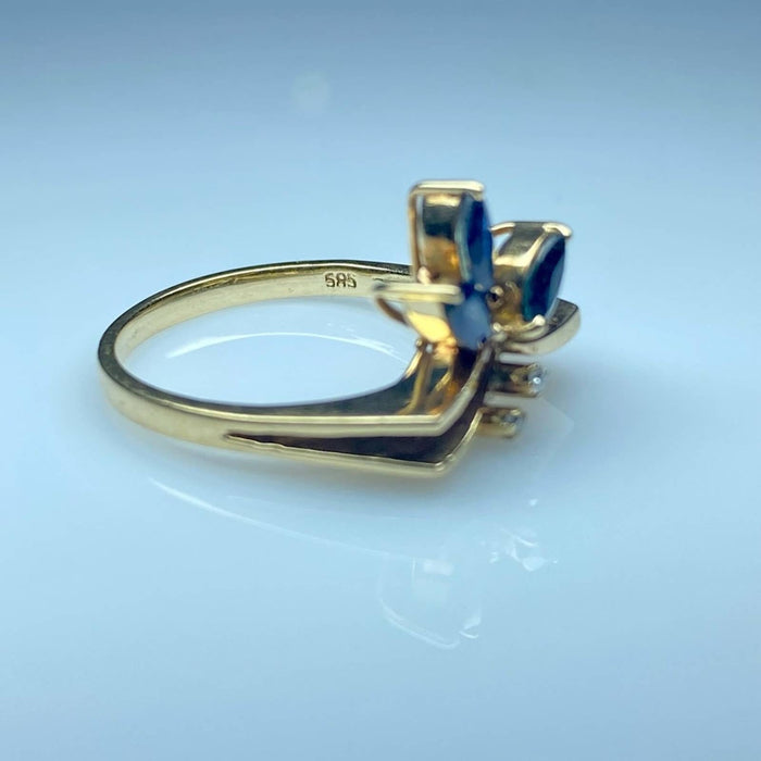 14K Gold Vintage Sapphire and Diamond Ring