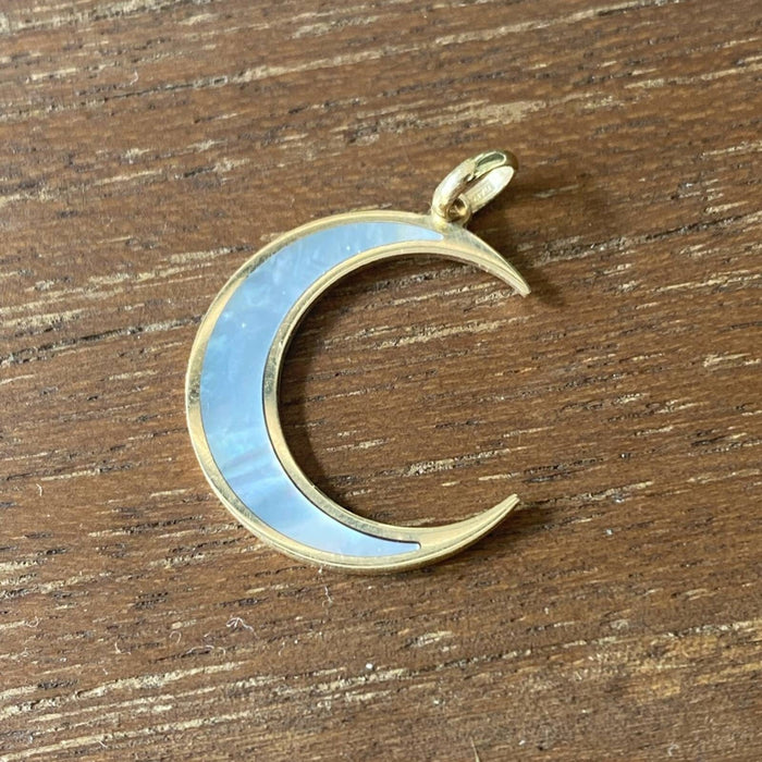 mother of pearl moon charm 14k