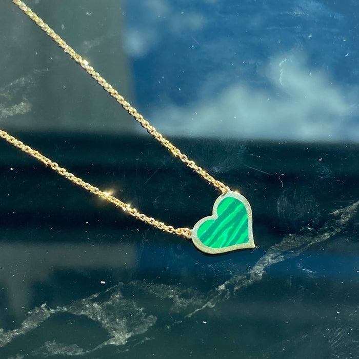 Stunning Malachite Heart Pendant Necklace