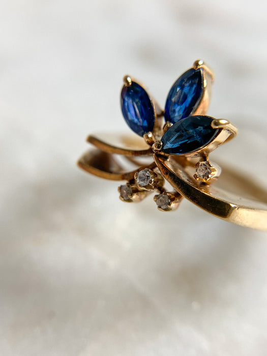 14K Gold Vintage Sapphire and Diamond Ring