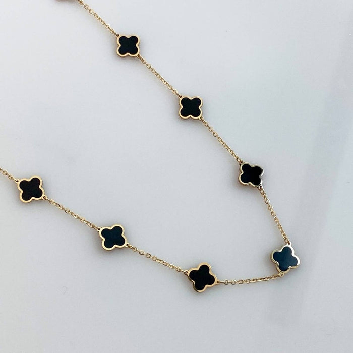 70265 14K YELLOW GOLD BLACK CLOVER NECKLACE