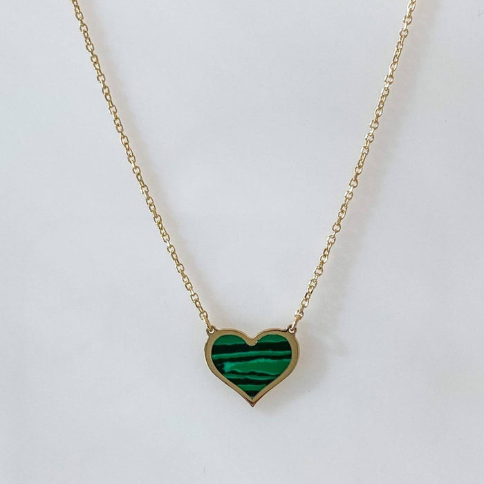 Natural Malachite Stone Heart Pendant Green Gemstone Heart Charm Necklace |  eBay
