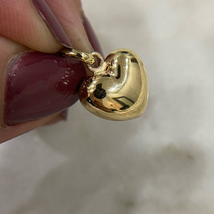 14K Yellow Gold Puffed Heart Charm Pendant