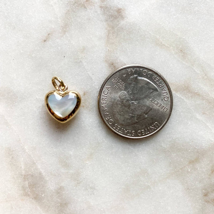 Mother of Pearl puffed heart charm 