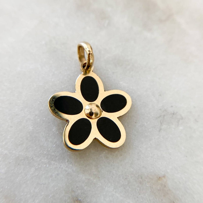 14K Yellow Gold Daisy Flower Charm Pendant