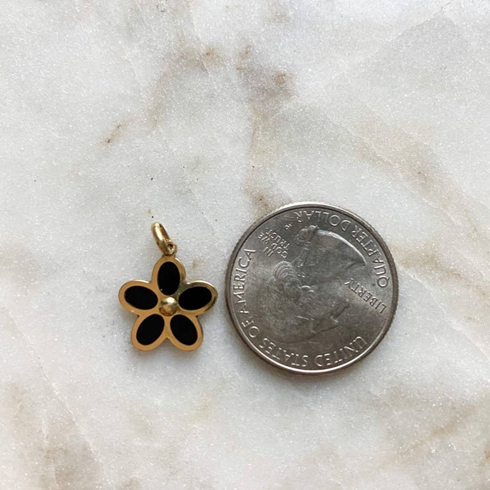 14K Yellow Gold Daisy Flower Charm Pendant