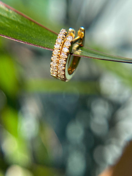 14K Yellow Gold Diamond Mini Hoop Earrings