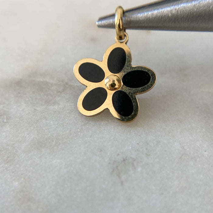 14K Yellow Gold Daisy Flower Charm Pendant