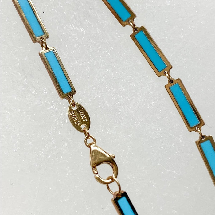 14K Yellow Gold Inlay Bar Link Bracelet