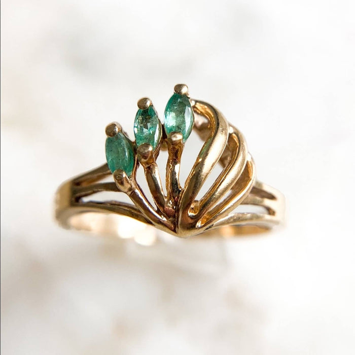 14K Yellow Gold Emerald Vintage Ring