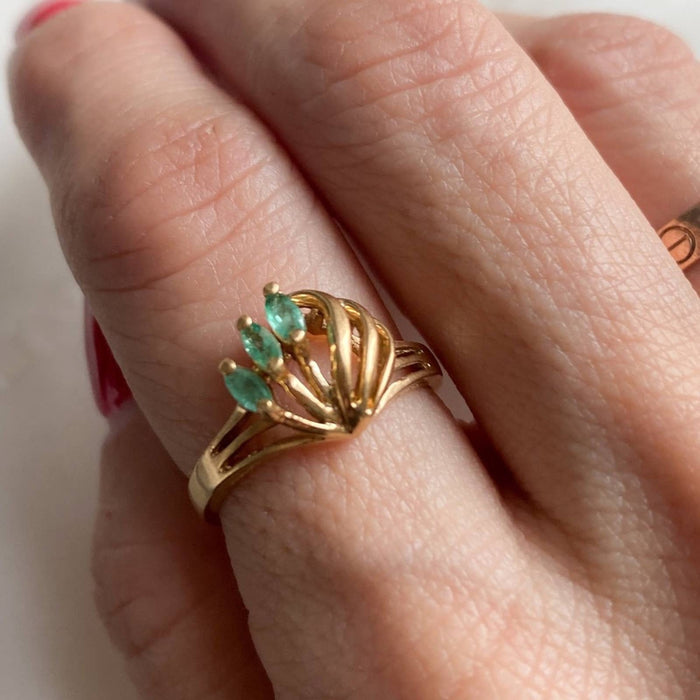 14K Yellow Gold Emerald Vintage Ring