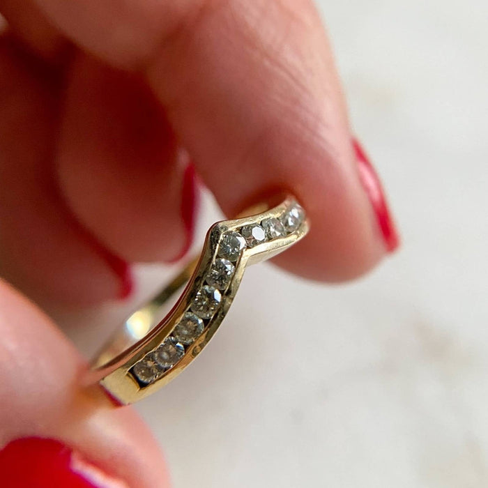 Diamond Chevron Wedding Band