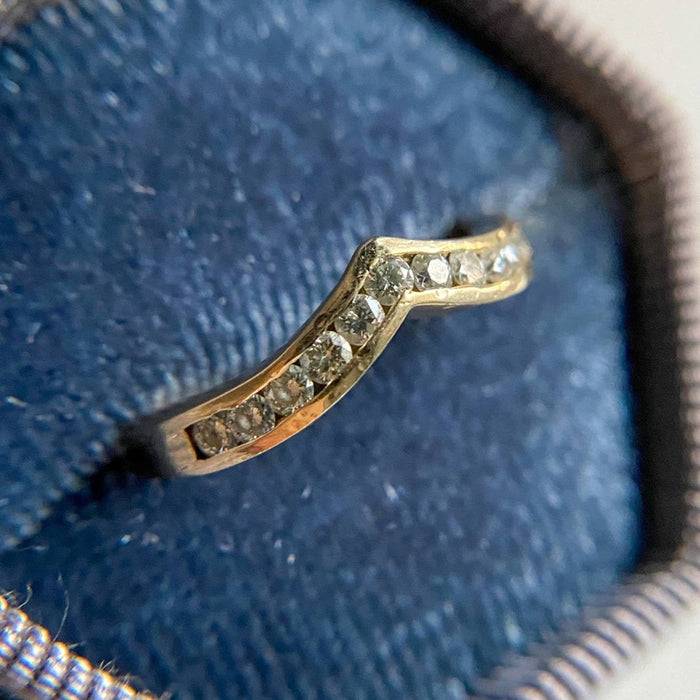 Vintage 14K Gold Diamond Chevron Wedding Band