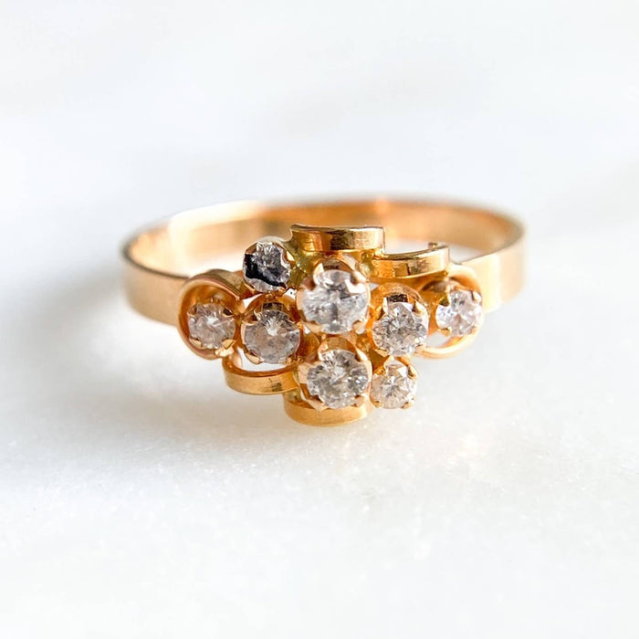 18k Gold Flawless Diamond Vintage Rose Cut Ring * Antique Diamond Ring * Rose Cut Diamond Ring