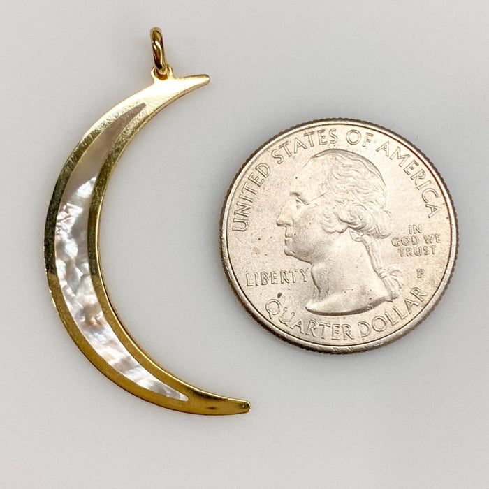 14K Yellow Gold Jumbo Crescent Moon Charm Pendant