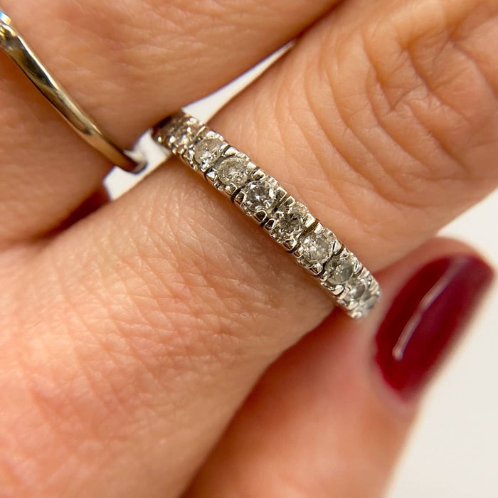 Vintage 14k White Gold Diamond Eternity Ring