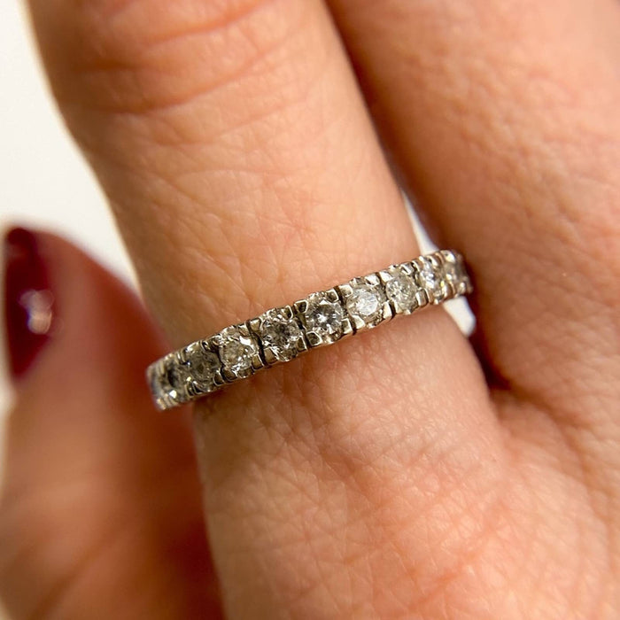 Vintage 14k White Gold Diamond Eternity Ring