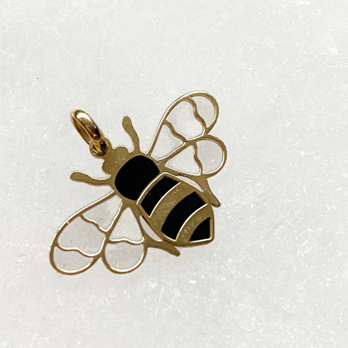 14K Gold Bee Charm Pendant