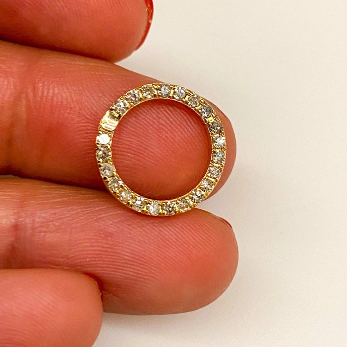 14K Yellow Gold Genuine Diamonds Circle Enhancer Connector