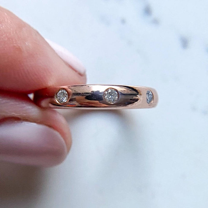 Vintage 14k Rose Gold Diamond Band Ring